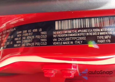 2015 Jeep Renegade Latitude из США, поврежденный, VIN ZACCJBBT7FPC29002